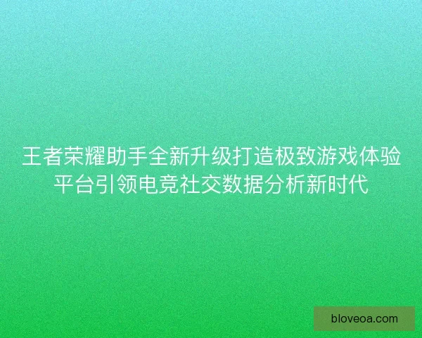 王者荣耀助手全新升级打造极致游戏体验平台引领电竞社交数据分析新时代
